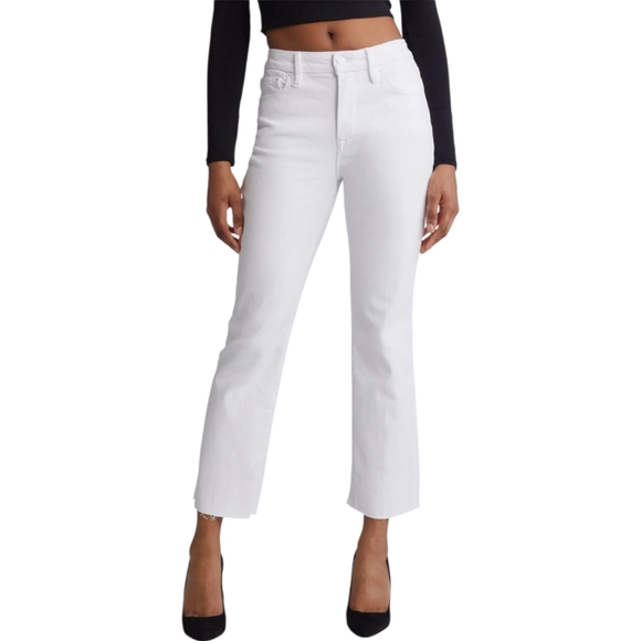 Good American Denim - Good Straight High Waist Raw Hem Straight Leg Jeans